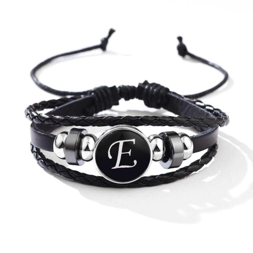 Womens Leather Bracelet With Initials Charm Adjustable Extension Classic Jewelry For Women And Girls For Women