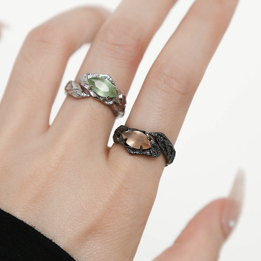 Ladies Cat Eye Gemstone Ring Geometric Alloy Electroplated Jewelry Elegant Durable Statement Piece for Her Now