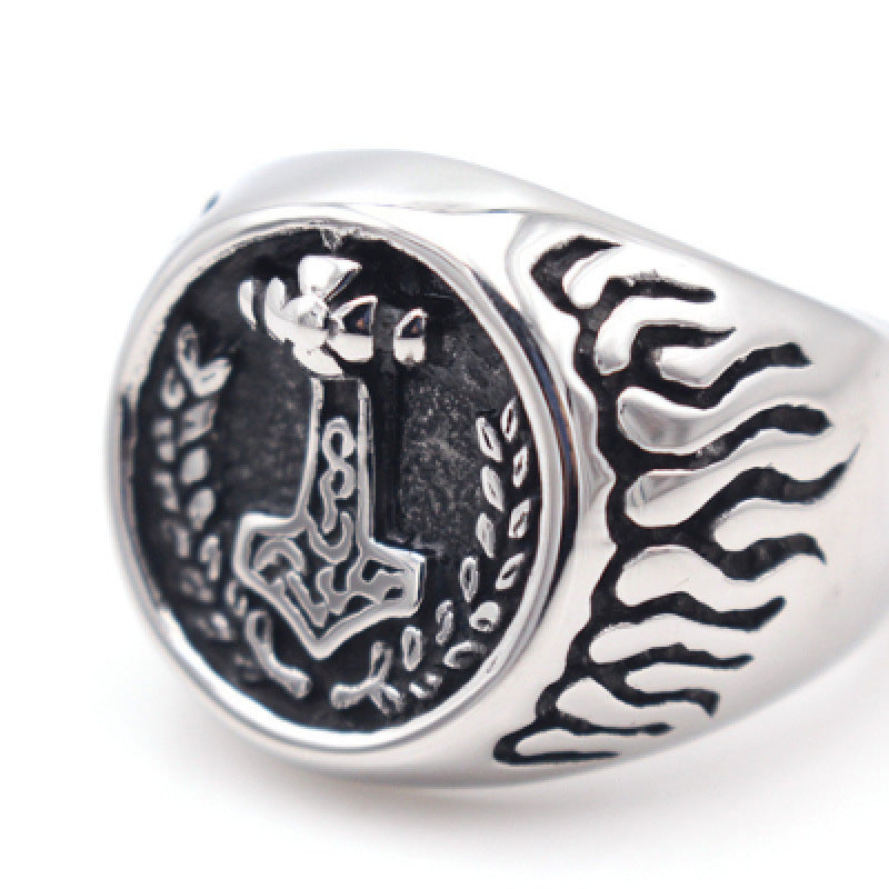 Unisex Ring Flame Wheat Goat Design Electroplated Alloy Bands for Men and Women Silver Tone Jewellery Statement