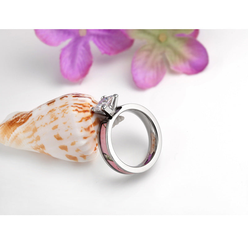 Unisex Titanium Steel Ring Inlaid Zircon 5mm Wide Band Light Luxury Design European American Silver Ring Everyday