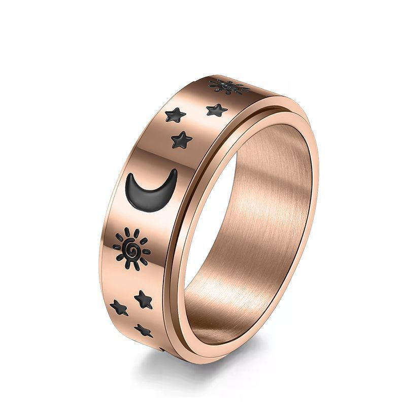 Stainless Steel Star Moon Sun Ring For Women And Men Celestial Jewelry Band Durable Everyday Wear Unisex Style