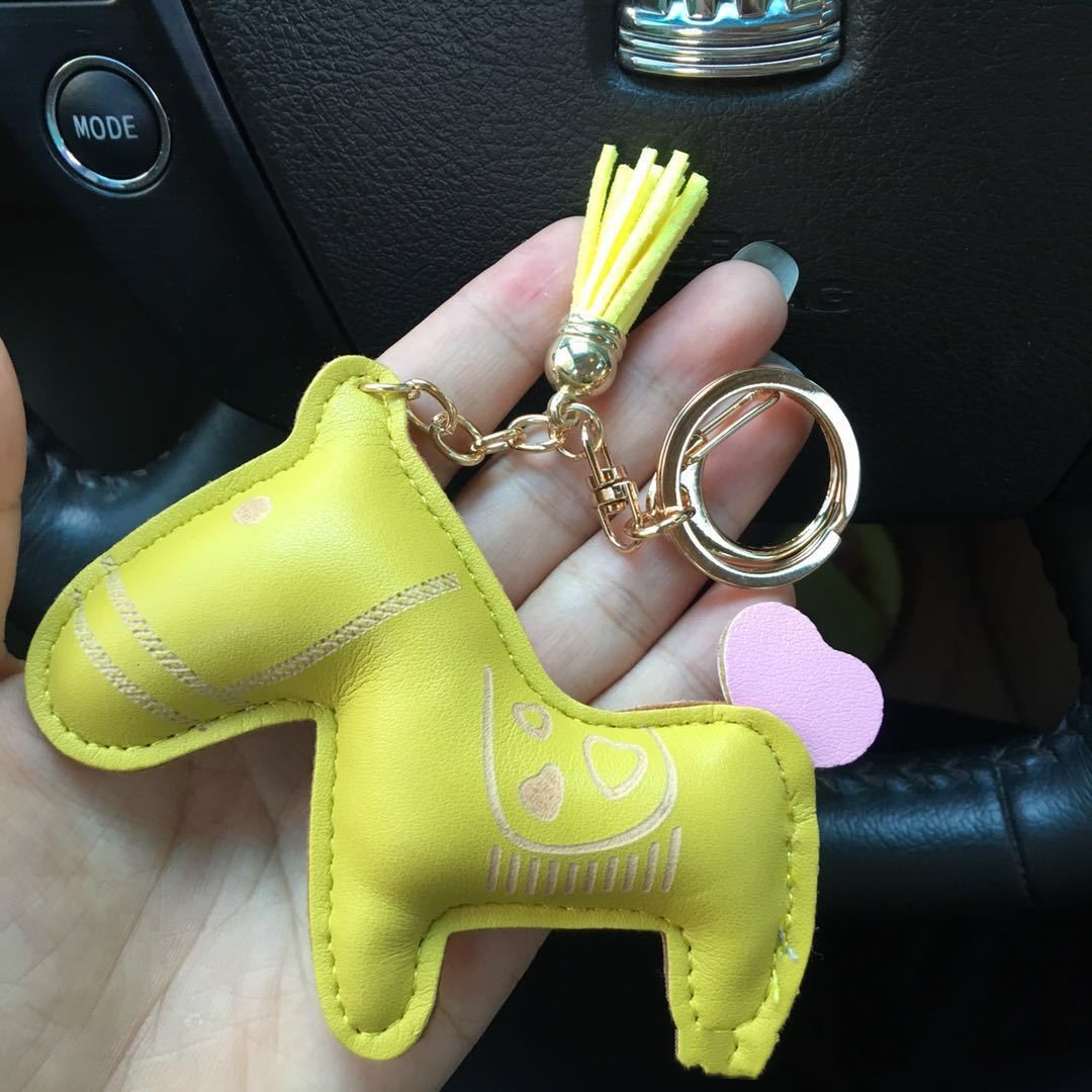 Cute Animal PU Leather Keychain Pendant for Car Keys Unisex Key Ring Decor Organization High Quality Travel Friendly