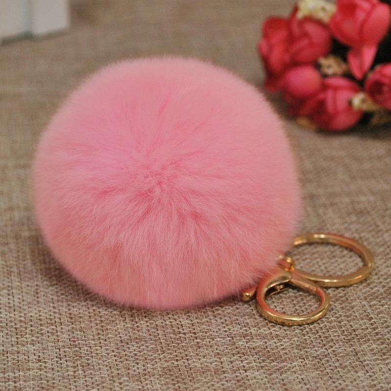Rabbit Fur Ball Keychain Adorable Animal Key Chain Accessory Perfect Gift for Women Teens and Girls Fluffy Keyring