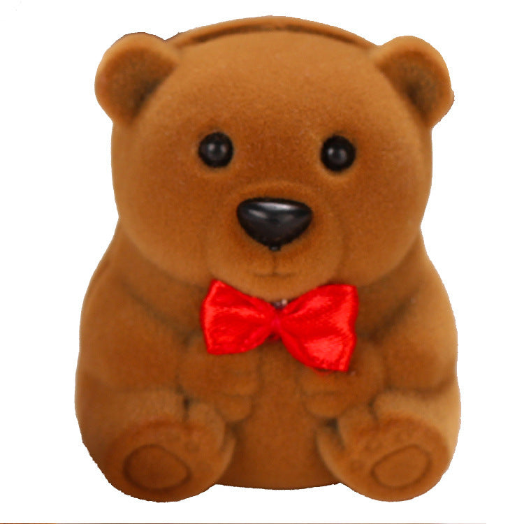 Bear Ring Box Jewelry Gift Box With Flocking Organizer
