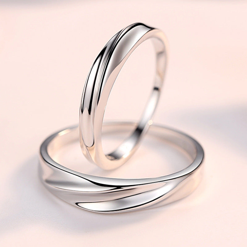Womens Interwoven Silver Ring Leaf Design Korean Fashion Band Ring For Her And Him Stylish Electroplated For Everyday Use