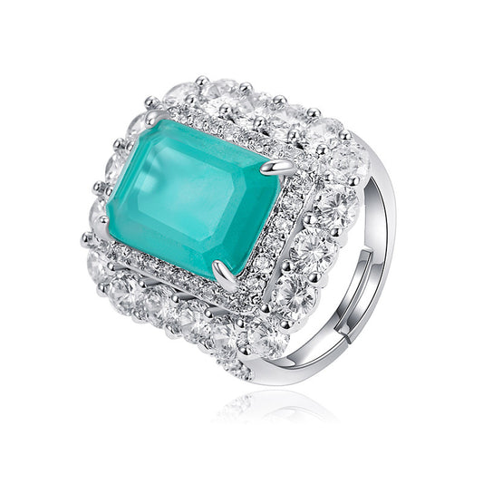 Womens Ring Copper Inlaid Zirconium Vintage European American Classic Metal Ring Geometry Ring Copper Zirconium