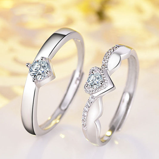 Couple Rings For Women And Men Silver Adjustable Promise Ring Geometric Bands European American Design Glamour