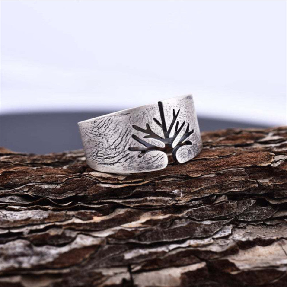 Tree of Life Geometric Alloy Ring for Women and Men Fashion Statement Wedding Band Anniversary Electroplated 2