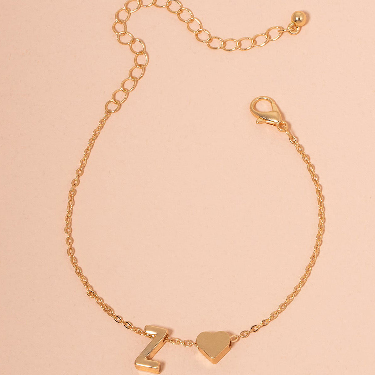 Womens Alloy Alphabet Letter Bracelet Electroplated Retro Style Adjustable Length With Extension Chain For You
