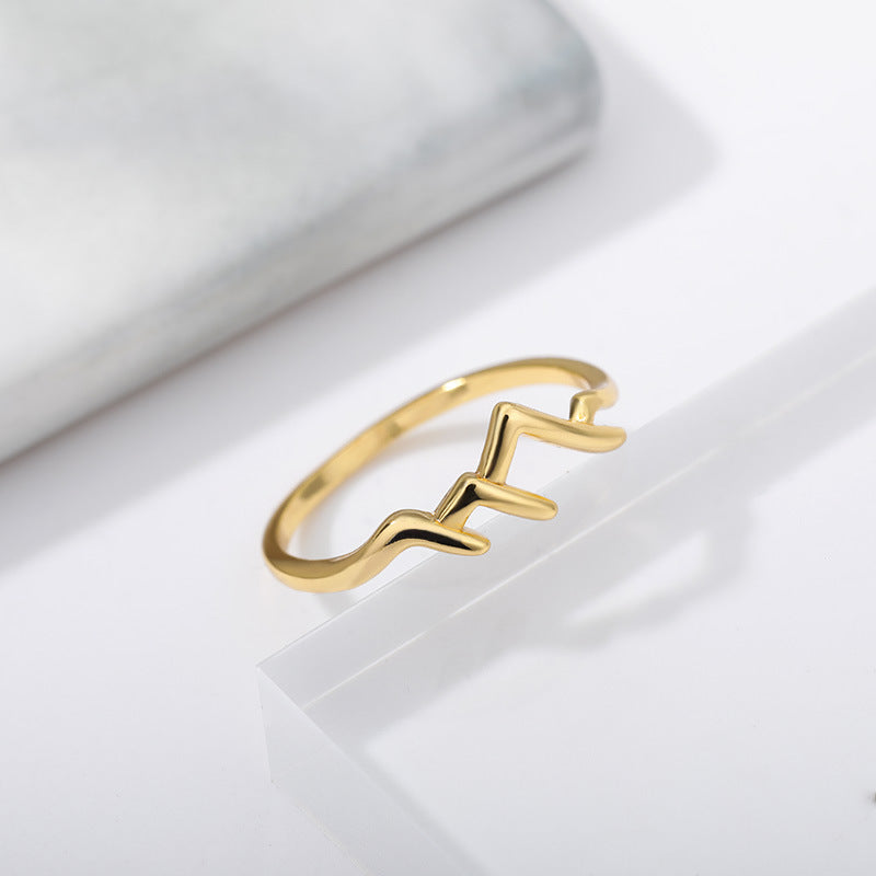 Geometric Copper Ring Mountain Peak Jewelry Nature Lovers