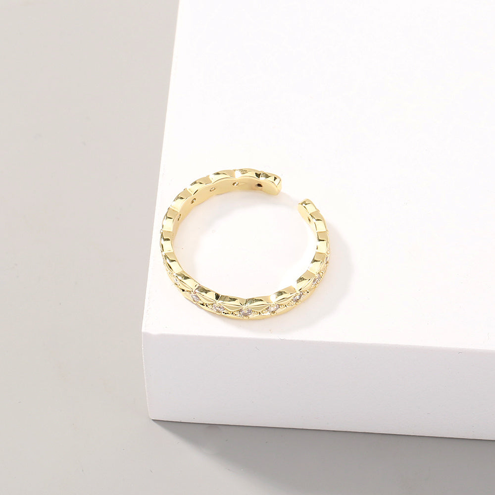 Copper Zircon Adjustable Ring For Women Trendy Fashion Jewelry Electroplated Elegant Accessory Elegant Everyday