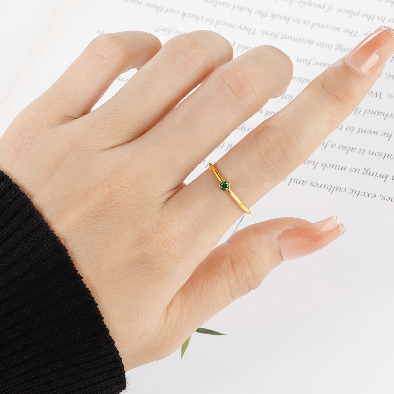 Titanium Steel Ring Electroplated With Zircon Accent Design Simple Band Jewelry Gift For Her Elegant Daily Wear