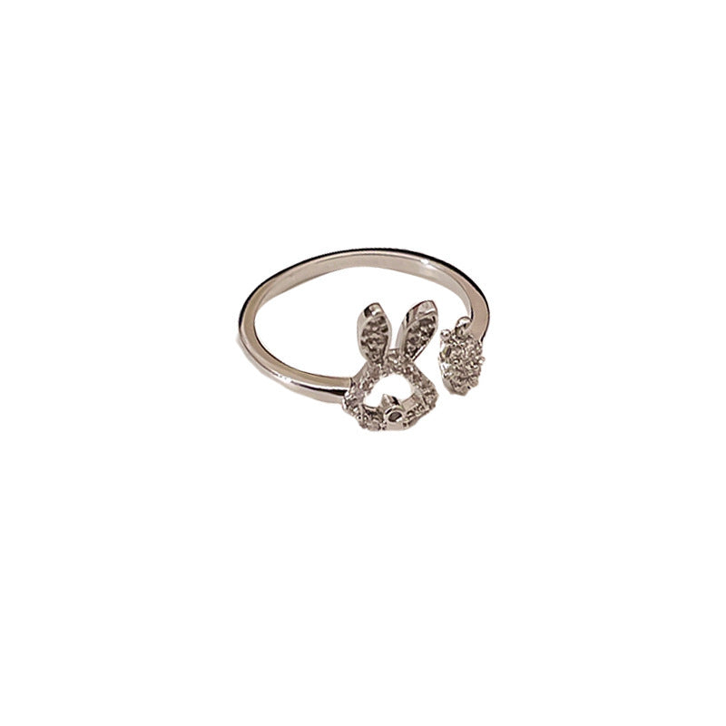 Womens Animal Rabbit Ring Copper Inlaid Zircon White Gold Plated Zodiac Ring Fashion Jewelry For Women Jewelry