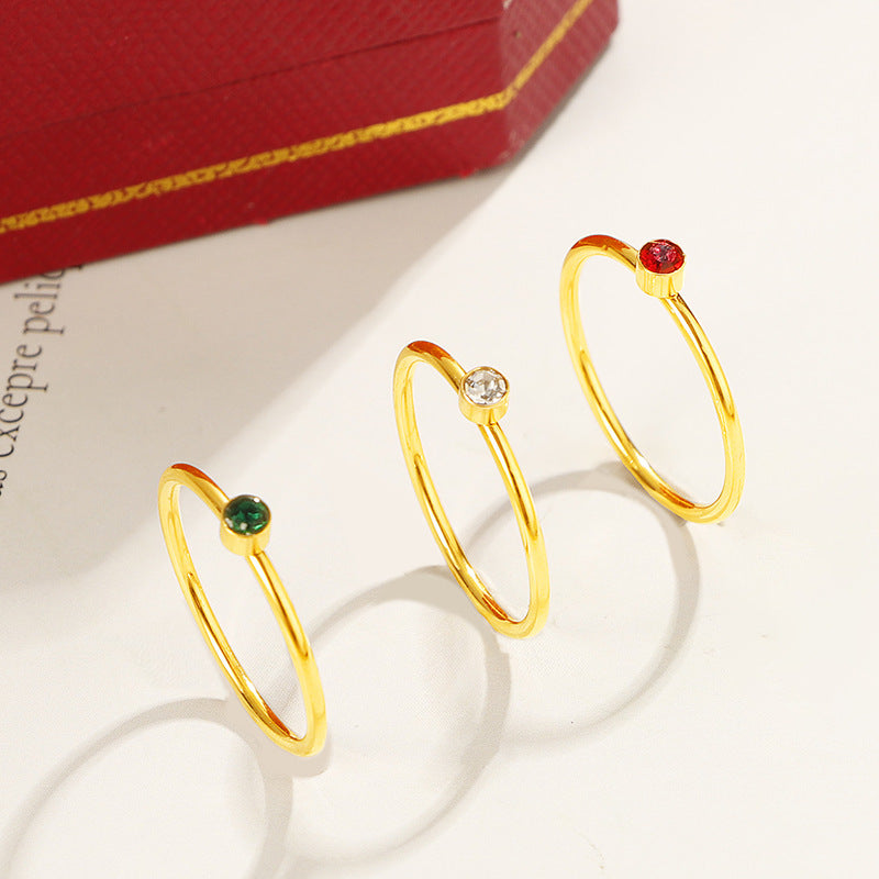 Titanium Steel Ring Electroplated With Zircon Accent Design Simple Band Jewelry Gift For Her Elegant Daily Wear