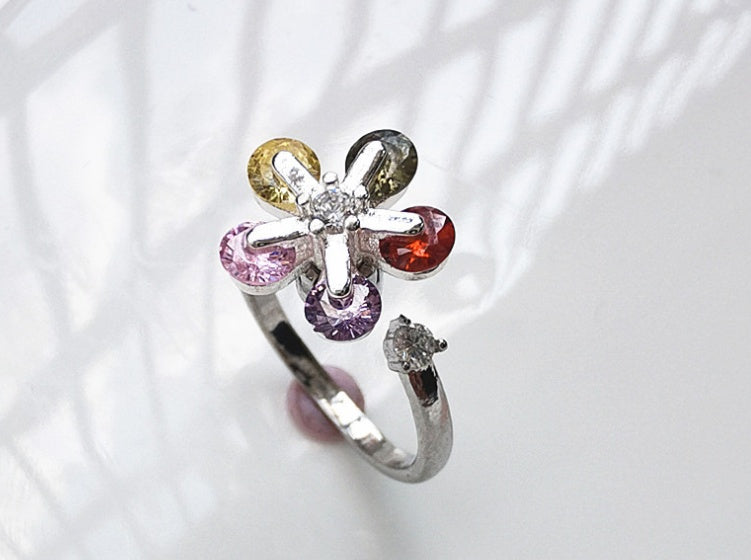 Ring For Women Rotating Multicolored Gemstone Copper Jewelry Korean Style Environmentally Friendly Gift For Souvenir Tour