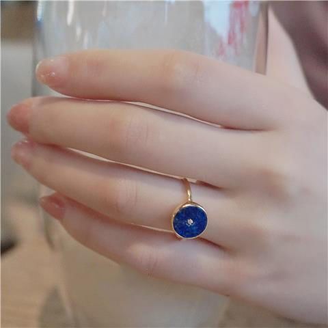 Women Adjustable Imitation Lapis Lazuli RingSet Silver Plated Vintage Geometric Design Fashion Jewelry Durable
