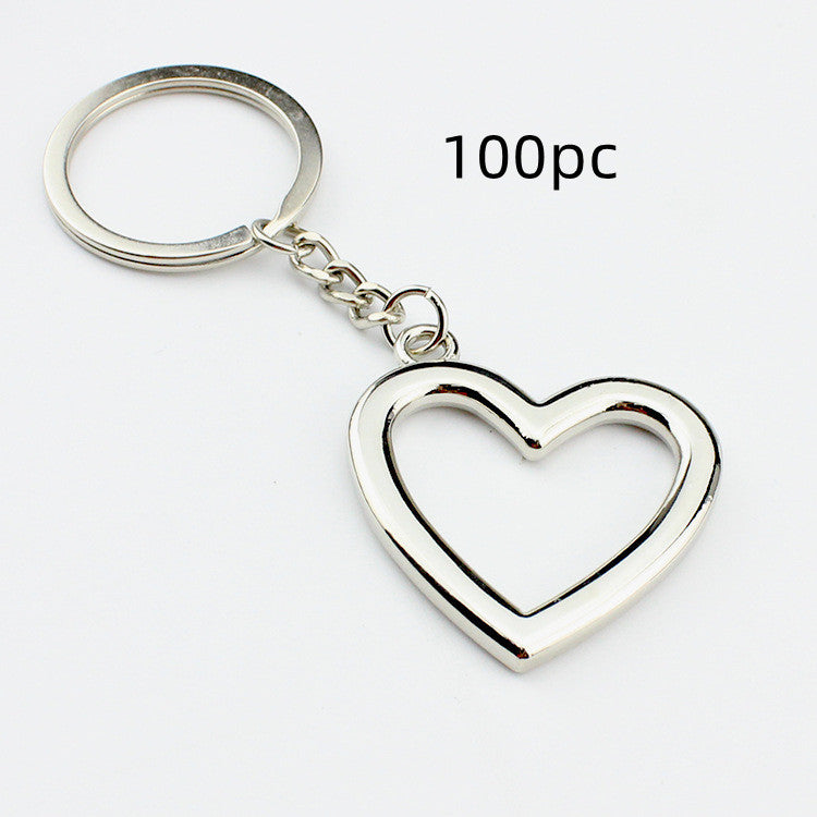 Hollow Heart Key Chain Elegant Silver Gift Beautiful Heart Shaped Design Zinc Alloy Business Gift Personalized