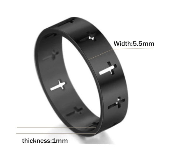 Stainless Steel Hollow Cross Ring For Men And Women Unisex Religious Jewelry Cross Band Ring With Timeless Design