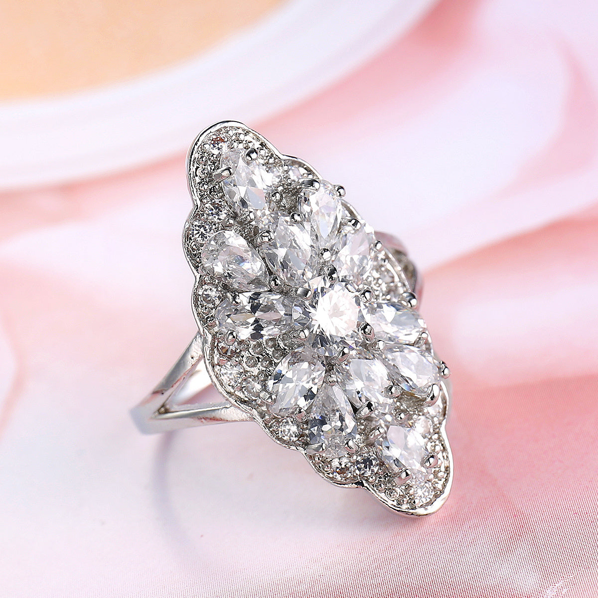 Simple Geometric Personality Metal Rings Copper Zircon Electroplated For Women Jewelry Ideas Elegant Accessory