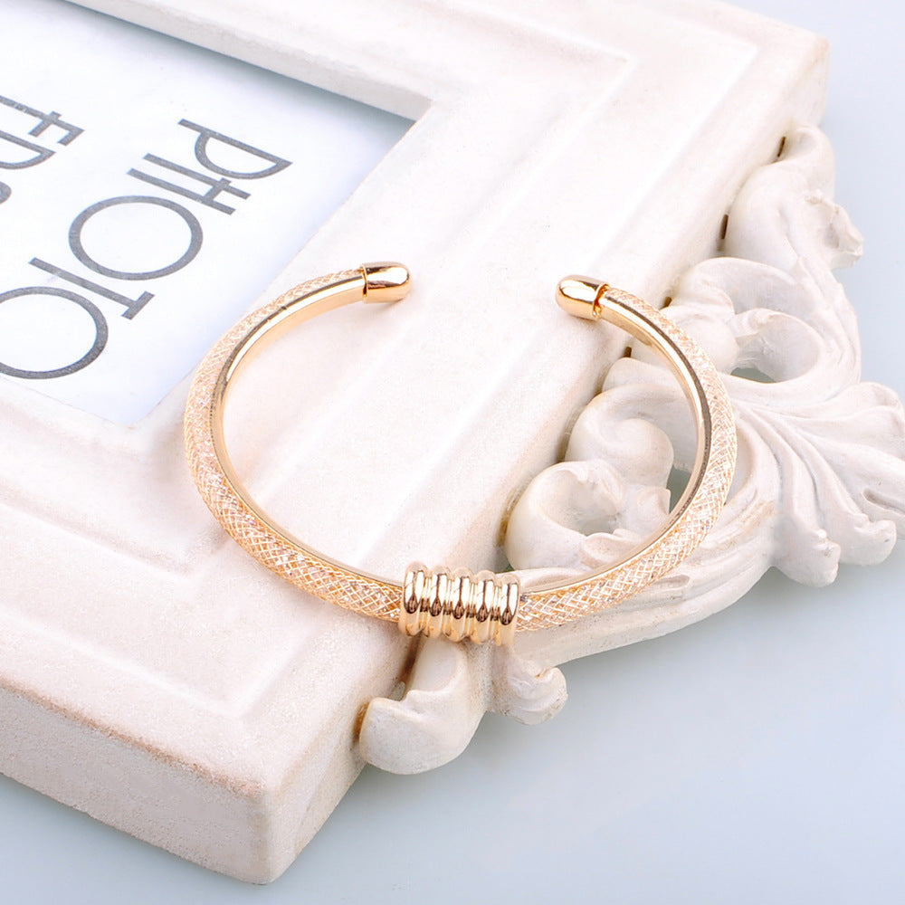 Geometric Hollow Bangle Bracelet Electroplated Alloy Jewelry For Women And Girls Unique Design Elegant Everyday Wear