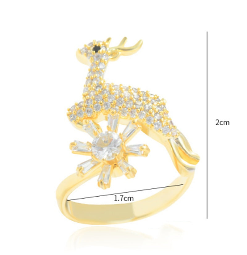 Copper Antler Ring With Flower Design Korean Style Rotating Ring For Elegant Everyday Wear And Style Best Look