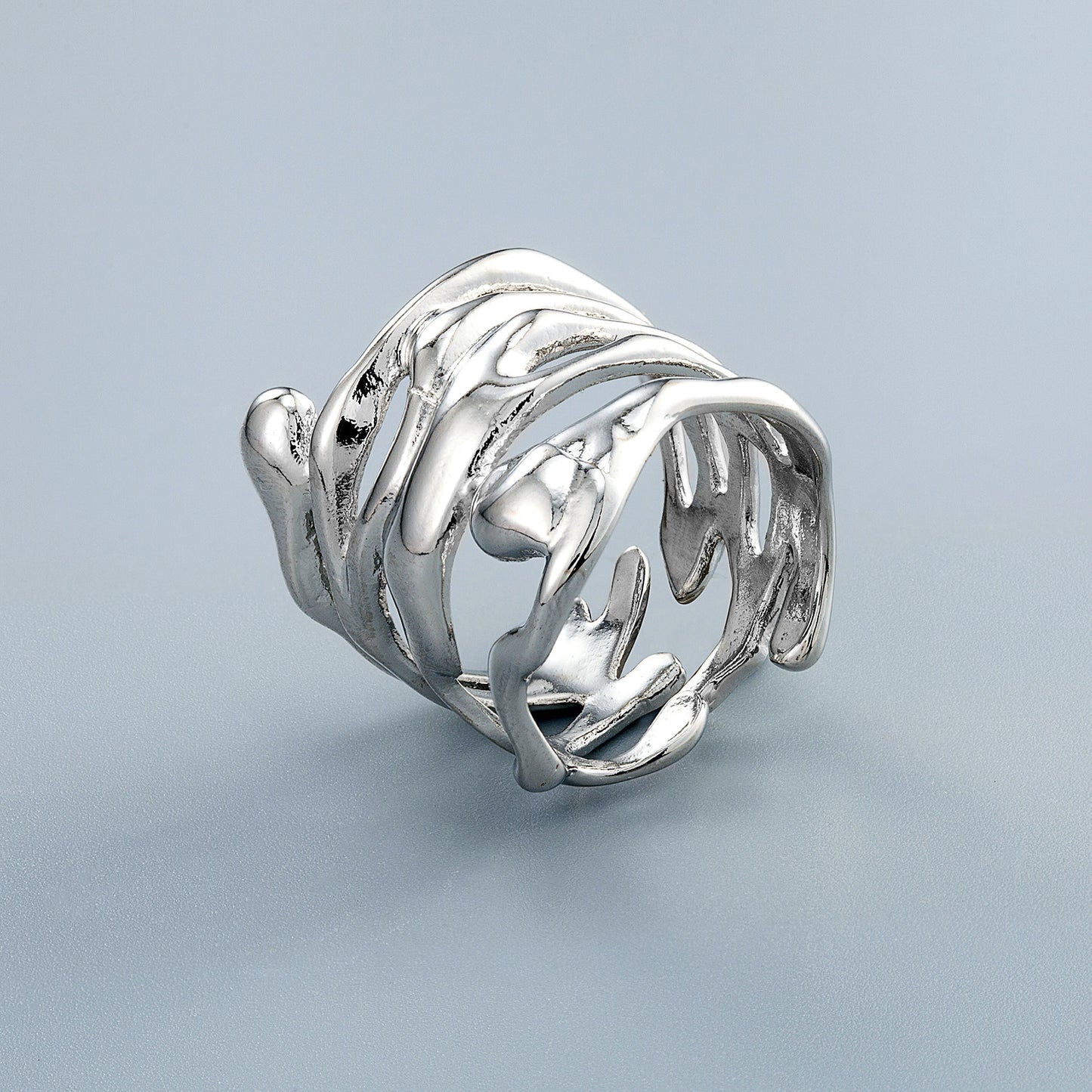 Unisex Adjustable Copper Ring 22mm Wide Geometric Pattern Irregular Band For Birthday Gift Holiday Present Now