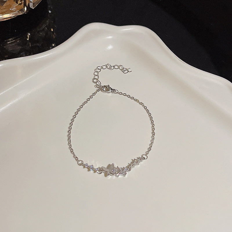 Womens Copper Bracelet With Zircon Flower Pearl Elegant Electroplated Bracelet Affordable Jewelry Gift For Her