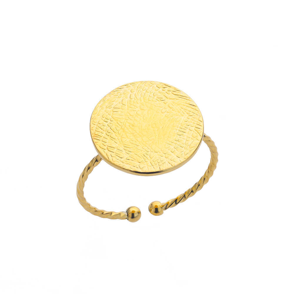 Womens Stainless Steel Ring Adjustable Geometric Open Ring Round Electroplated Jewelry for Women Everyday Wears