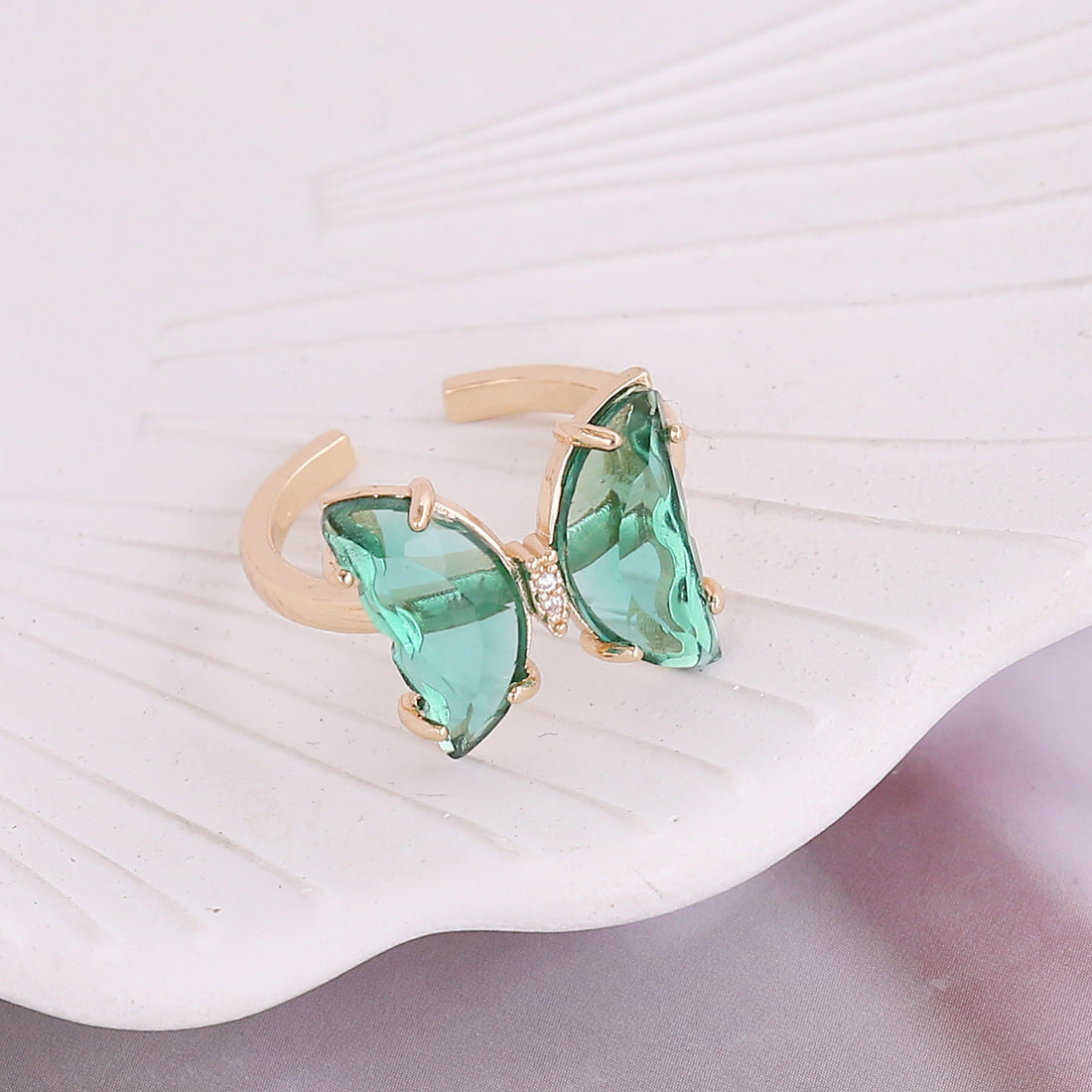 Butterfly Ring Electroplated Copper Elegant Butterfly Shaped Ring Fashion Jewelry Delicate Design Trendy Ring One Size