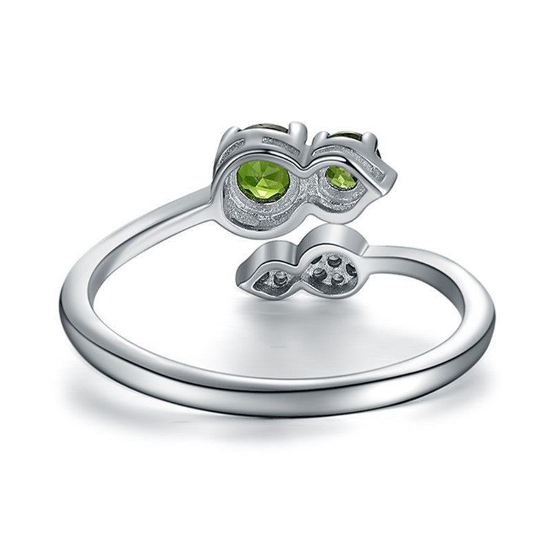 Green Zircon Gourd Ring Copper Inlaid Gold Plated Adjustable Womens Ring Gemstone For Everyday Wear For Styles