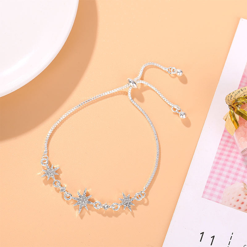 Womens Star Zircon Flower Bracelet Alloy Jewelry Gift
