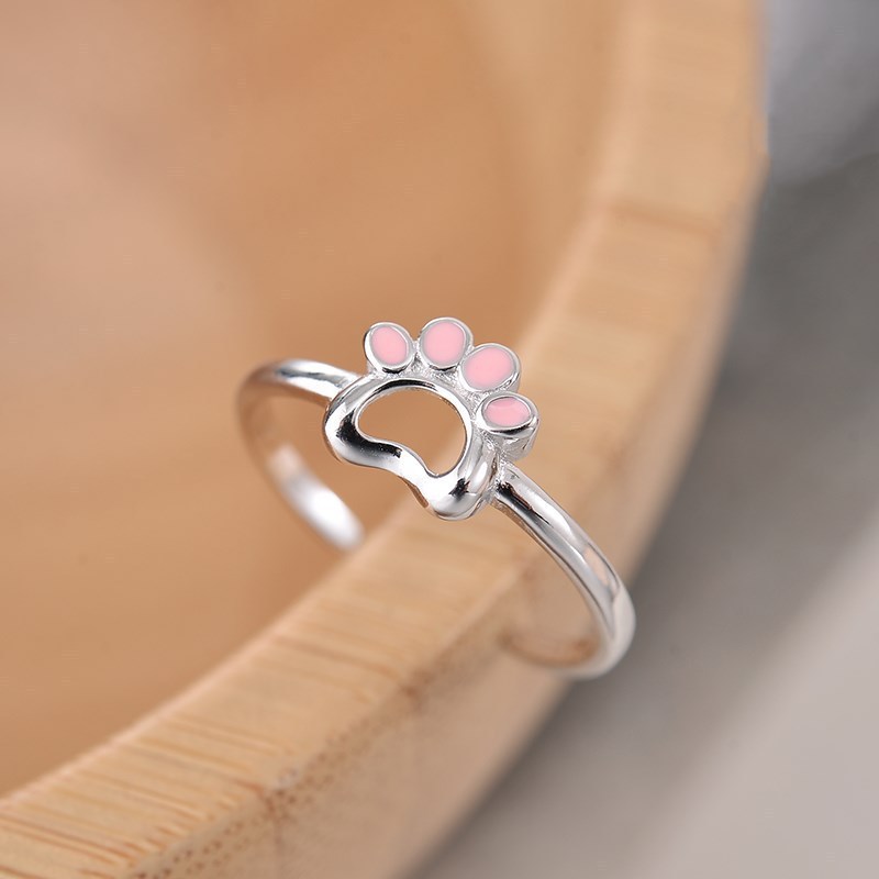Womens Cartoon Cat Ring Adjustable Open Copper Ring