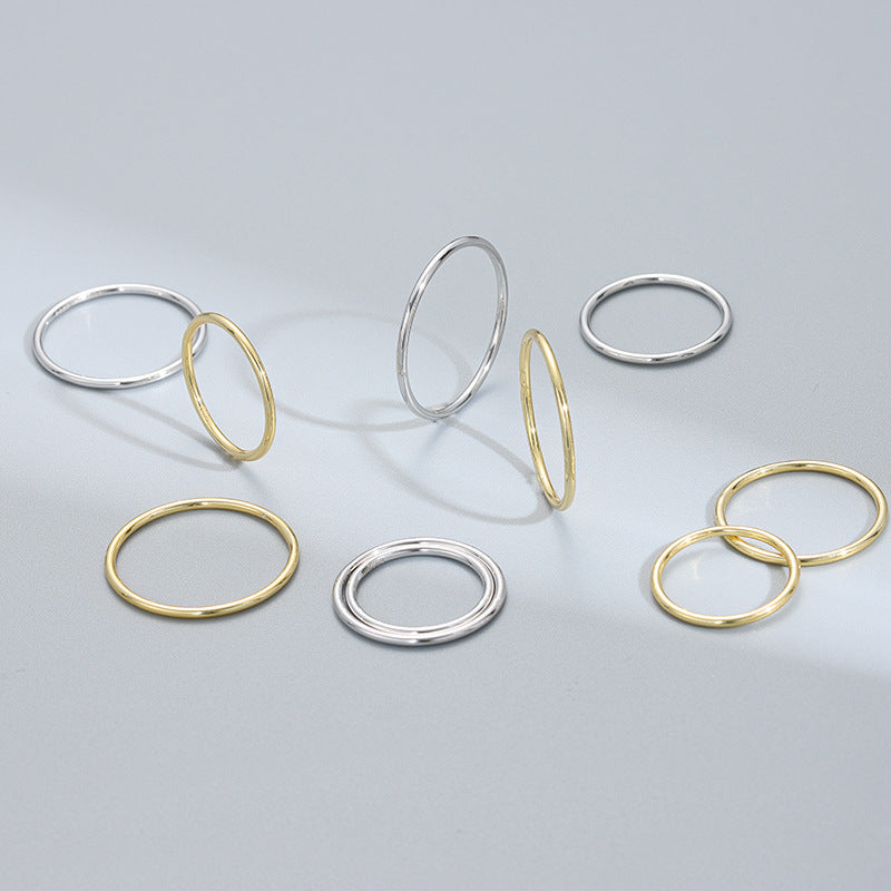 Sterling Silver Coil Ring For Women Gold Plated Fashion Circle Band Sizes 5 7 9 11 1 Electroplated Finish Gold