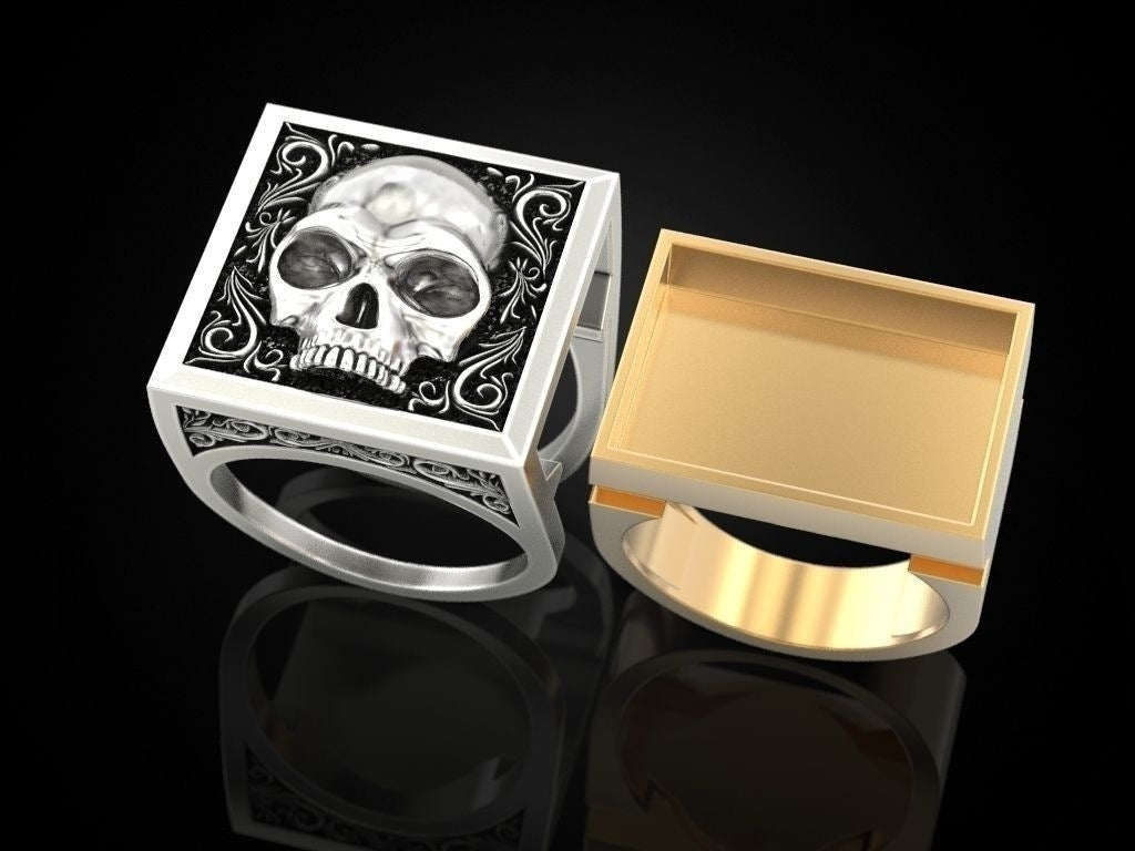 Electroplated Metal Skeleton Ring With Intricate Skull Design European And American Statement Ring Skull Rings