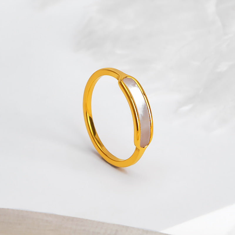 Titanium Steel Ring Shell Thin Band Geometric Jewelry Electroplated Longlasting Everyday Wear Fashion Accessory