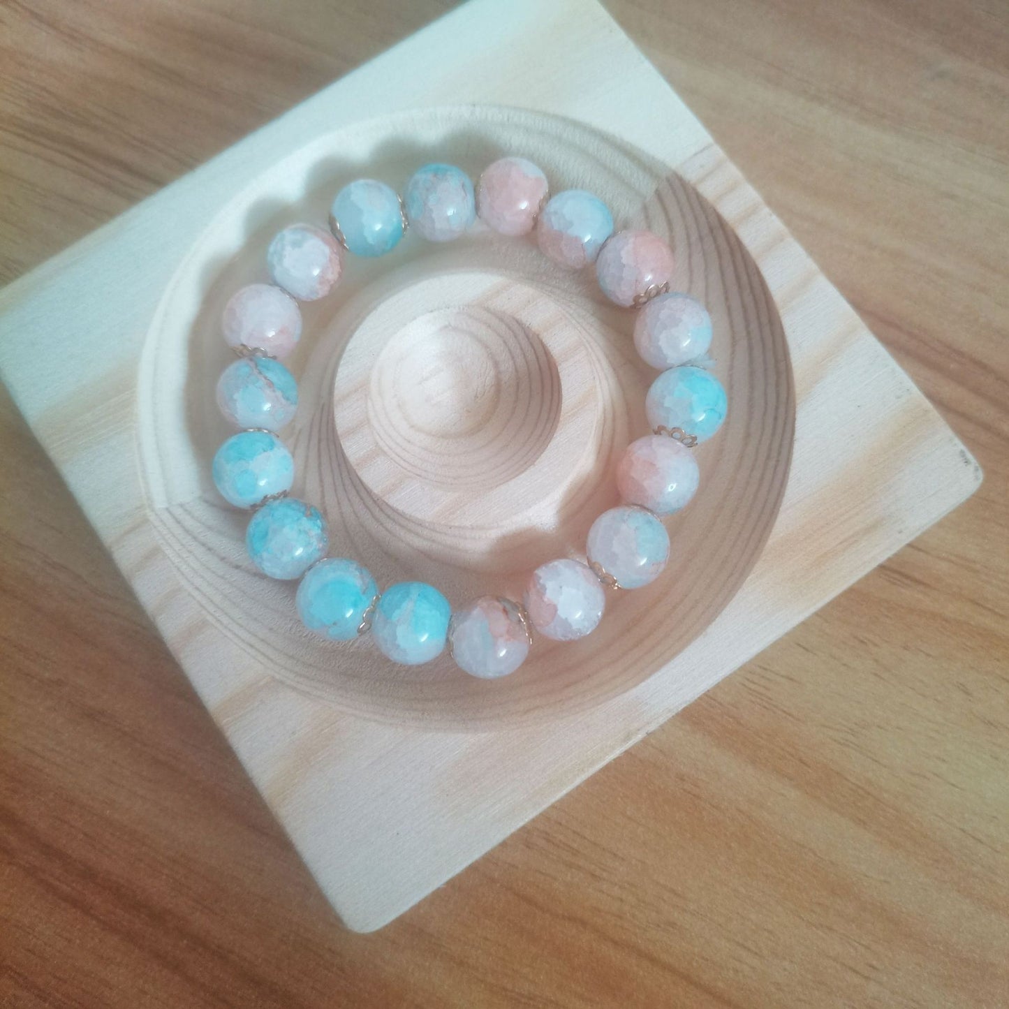 Geometric Glass Beaded Bracelet With Colored Glaze 10mm Cherry Blossom Retro Design For Women Everyday Wear Style