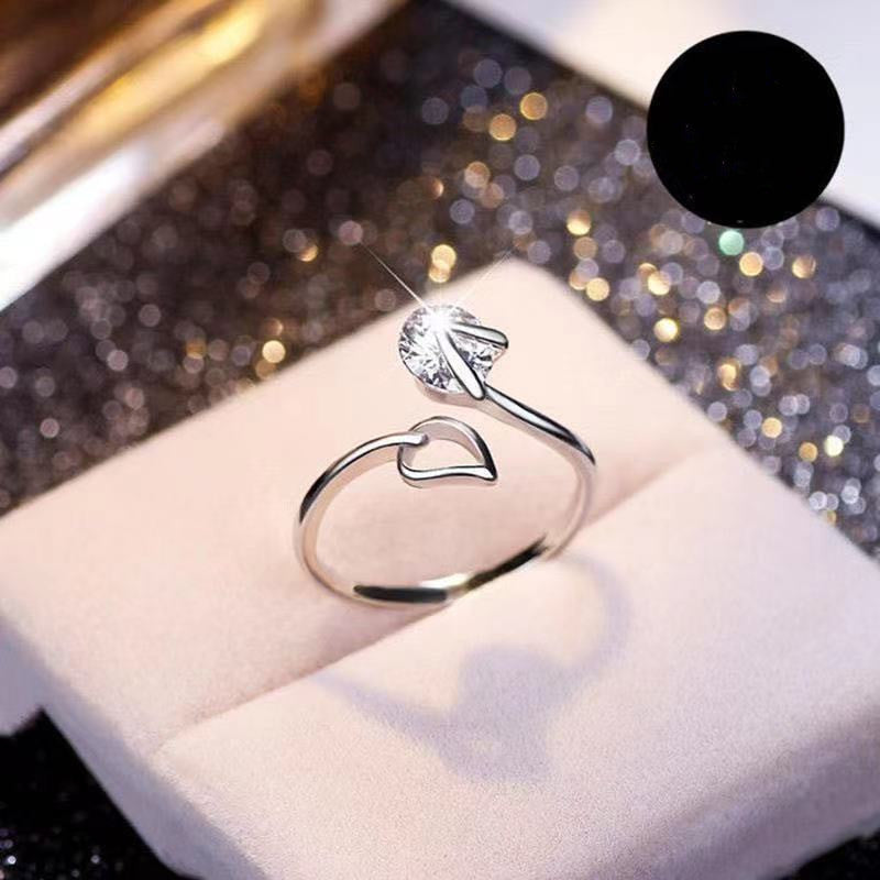 Women's Open Ring With Hollow Heart Design And Geometric Electroplated Alloy Adjustable Statement Ring Perfect