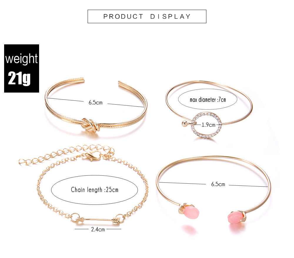 Geometric Alloy Bracelet Rhinestones Circle Arrow Design