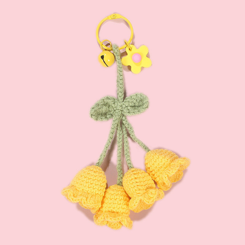 Handmade Crochet Lily Of The Valley Keychain Woolen Flower Accessory For Keys Bags And Home Decor Gift For Everyday Use
