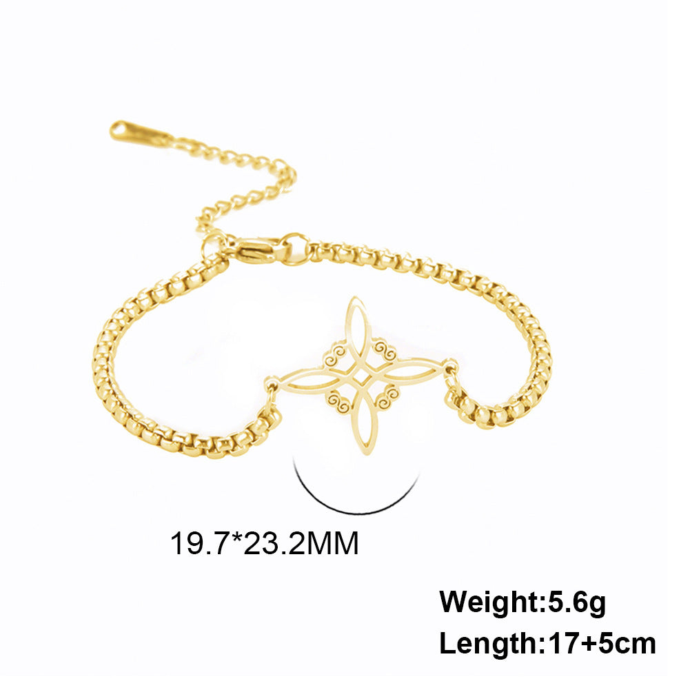 Unisex Witch Knot Bracelets Electroplated Stainless Steel Jewelry Cut Out Design Steel Finish For Men And Women