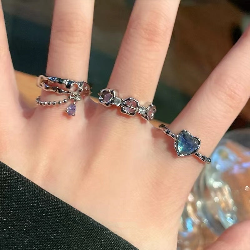 Copper Heart Ring Adjustable Waterdrop Design for Women