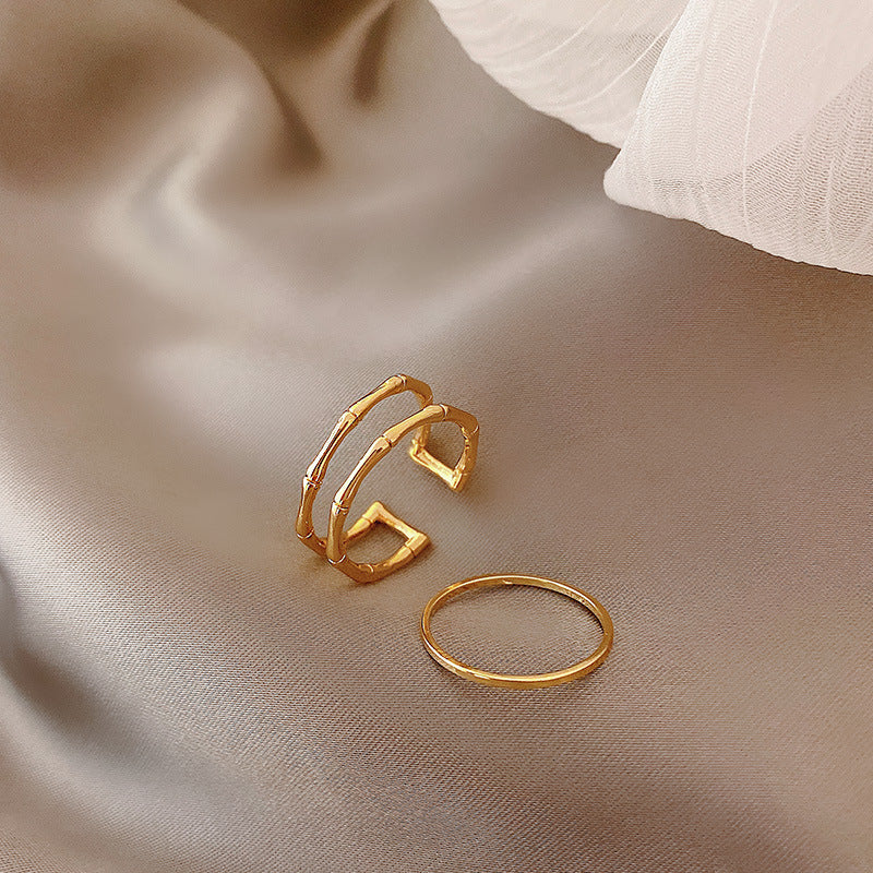 Geometric Gem Inlay Silver Ring 925 Adjustable Open Ring Korean Style Women Fashion Jewelry Everyday Wear For Daily Glam