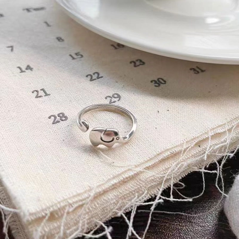 Open Elephant Ring Adjustable Copper Animal Zodiac Ring Electroplated Cute Finger Ring Womens Jewelry Chic Plus