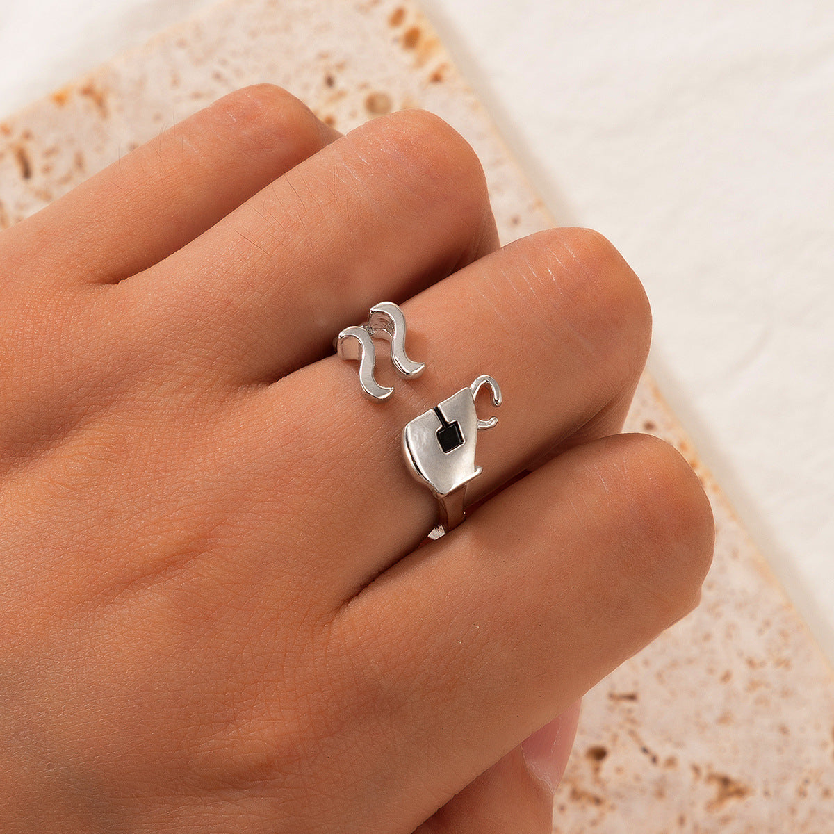 Alloy Ring Creative European Fashion Accessory With Water Cup Element Literary Jewelry Gift Women Office Girls