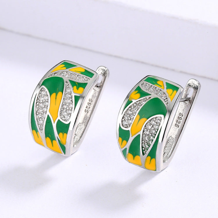 Elegant Brass Gold Plated Gemstone Stud Earrings For Her