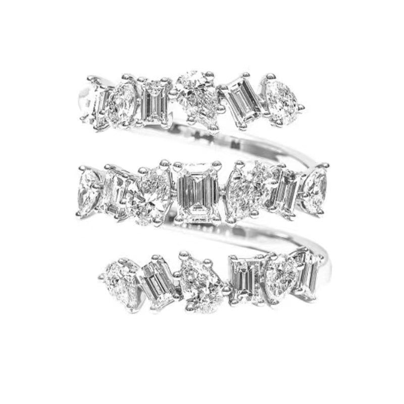 Copper Zirconia Ring Adjustable Geometric Jewelry For Women