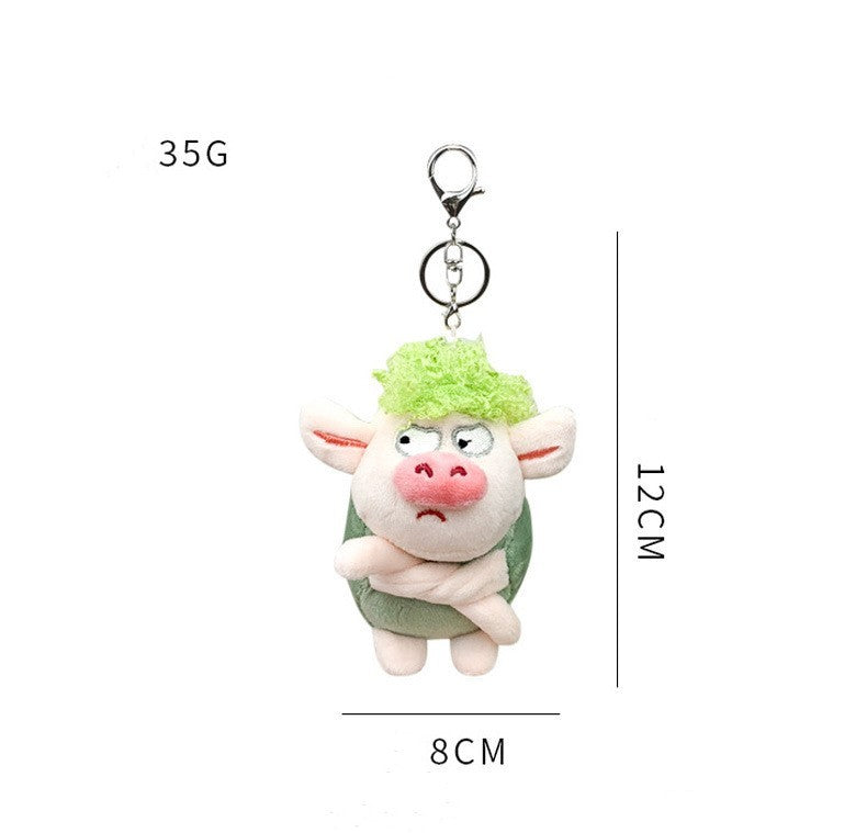 Plush Doll Keychain Pendant Cute Hanging Ornament for Bags and Keys 12cm Short Plush Stuffed Animal Toy Greens
