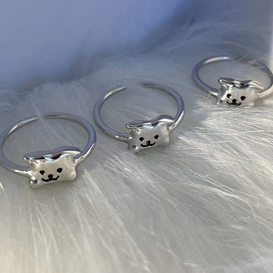 Unisex Alloy Open Ring Adjustable Electroplated Puppy Design Animal Zodiac Fashion Jewelry Gift Cute Alloy Open