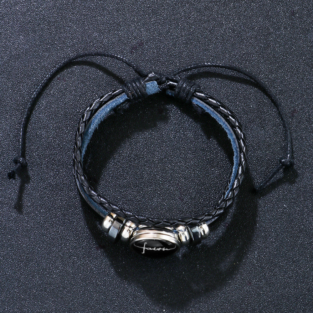 Unisex Woven Bracelet English Letter Buckle Material Material Fashion Jewelry English Leather Bracelet For Men