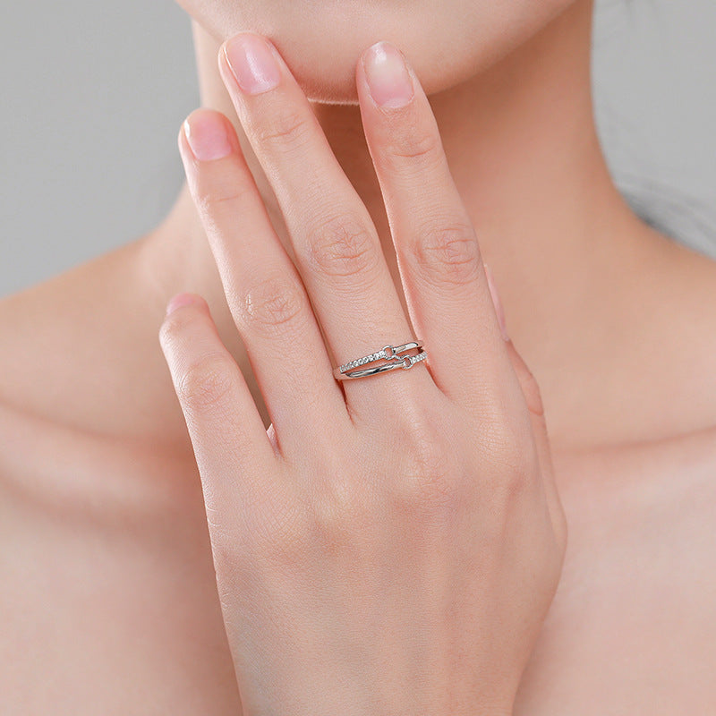 S925 Silver Double Line Geometric Ring 5.2mm Wide Gold Plated Artificial Gemstone Jewelry For Women In US Sizes 5 6